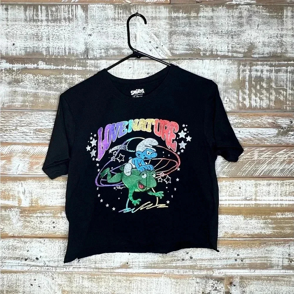 The Smurfs women's black crop top M